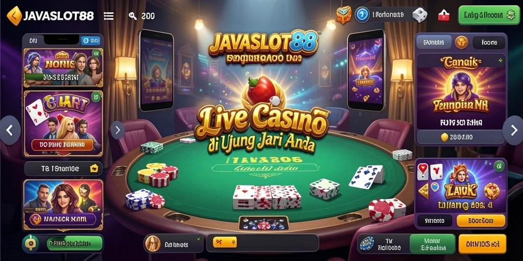 Screenshot gameplay JAVASLOT88 menampilkan dealer langsung yang interaktif.