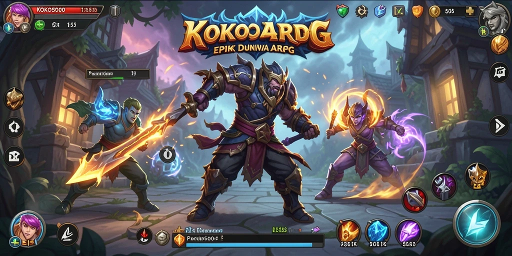 Screenshot gameplay KOKO5000 menampilkan pertempuran epik yang mendebarkan.