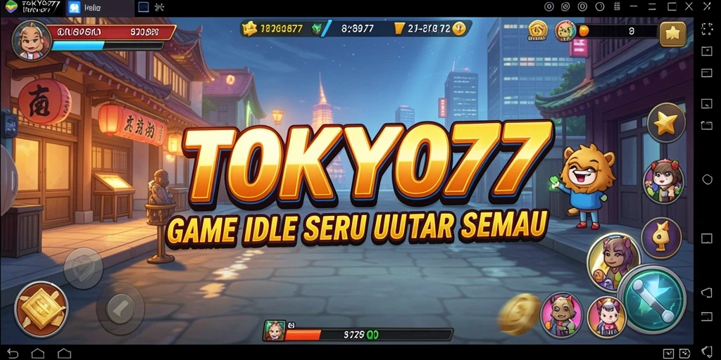Tampilan gameplay menarik dari TOKYO77 dengan karakter dan lingkungan yang ceria.